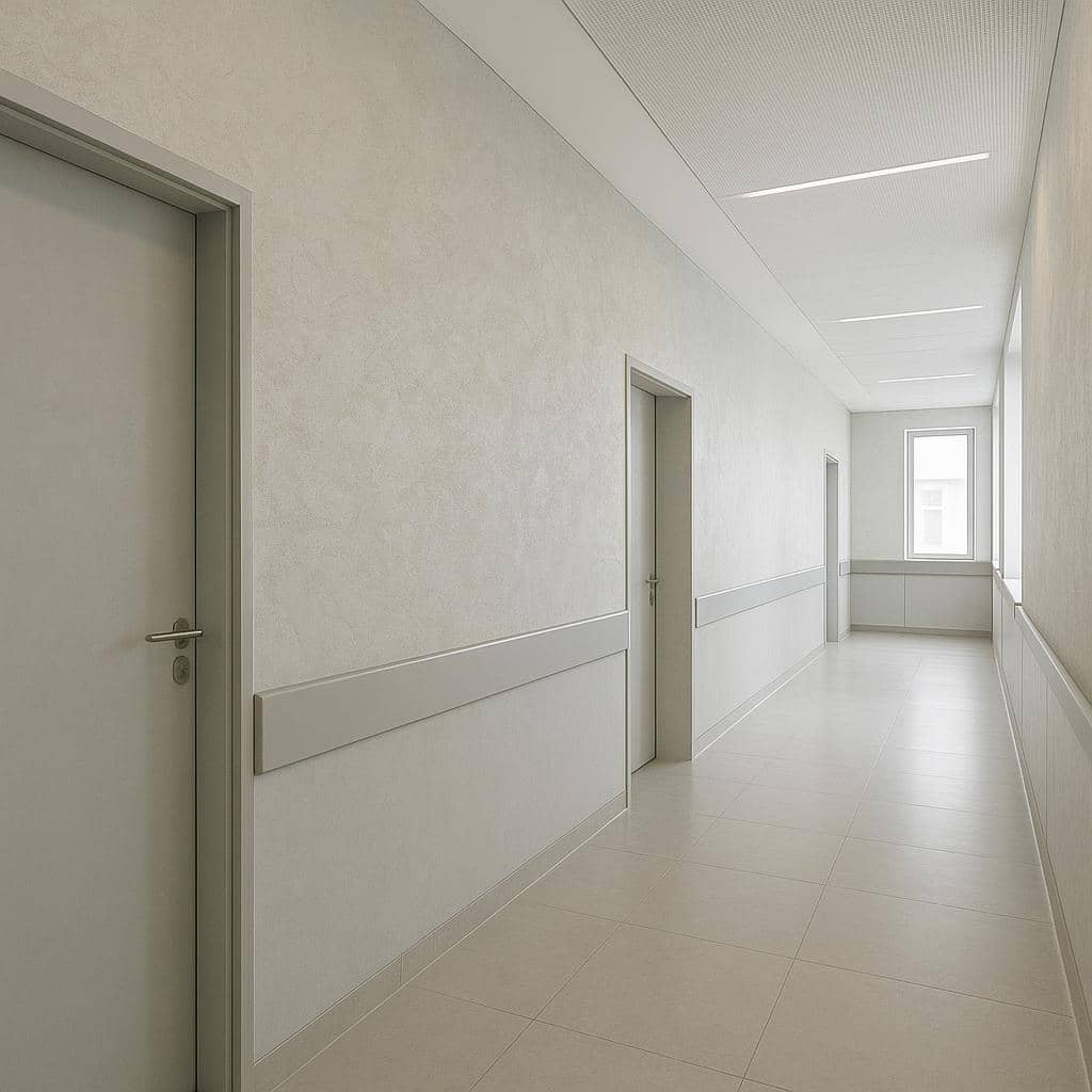 Mineral Crystal Inorganic Coat on a commercial interior wall.