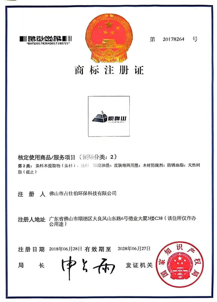 Trademark certificate
