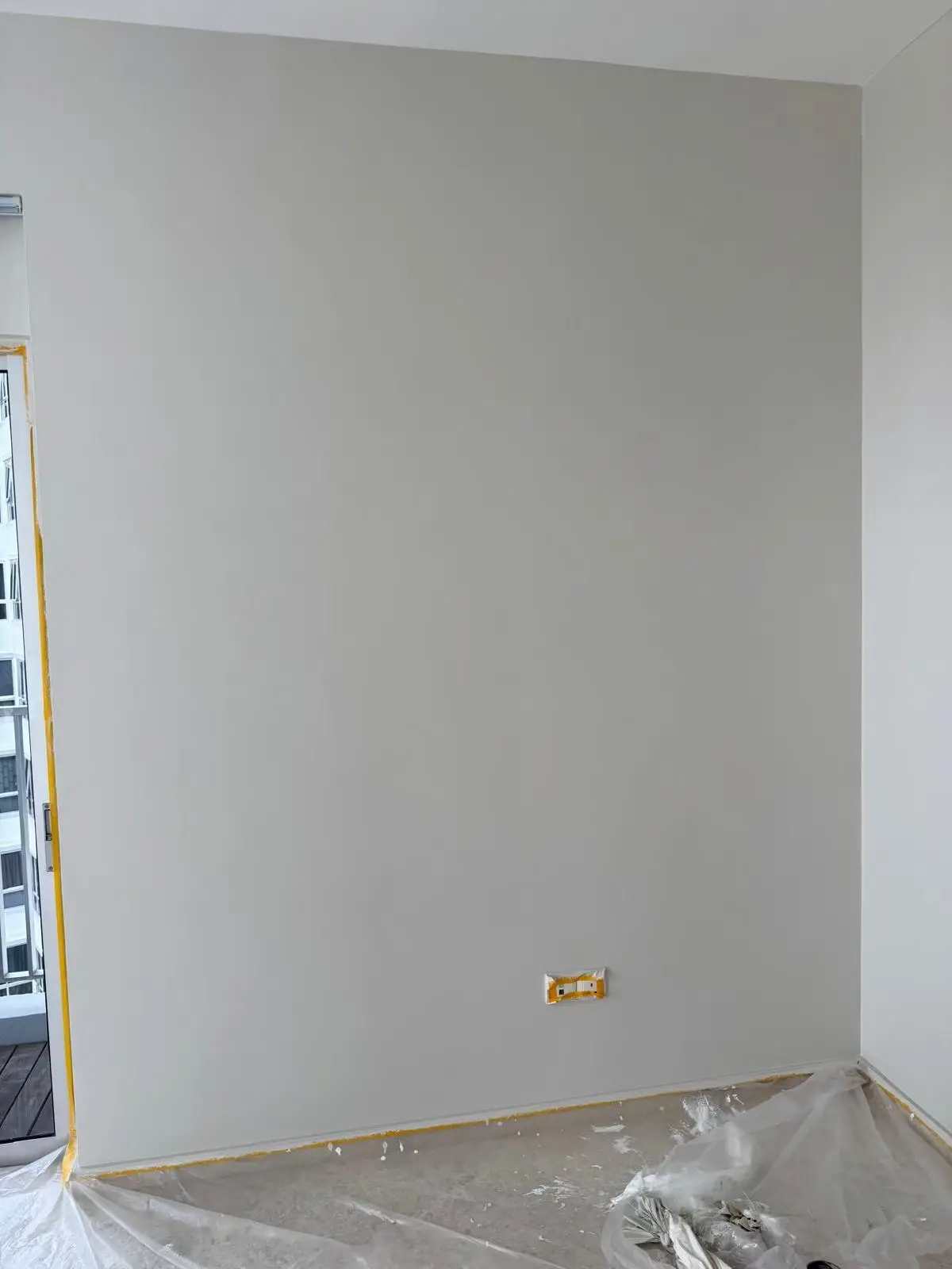 Prepared interior wall surface during renovation.